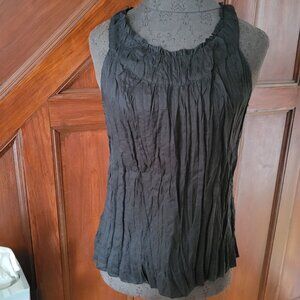 Talbots Black Crinkled Sleeveless Tank Top 8P Petite Lightweight Casual NWT